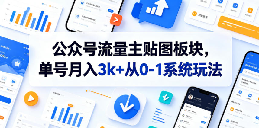 公众号流量主贴图板块,单号月入3k+从0-1系统玩法-老吴出海笔记