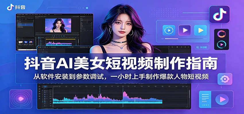 抖音AI美女短视频制作指南:从软件安装到参数调试,一小时上手制作爆款人物短视频-老吴出海笔记