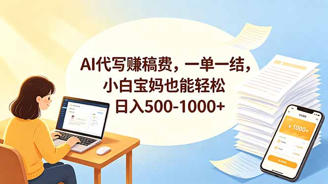 AI代写赚稿费，一单一结，小白宝妈也能轻松日入500-1000+-老吴出海笔记
