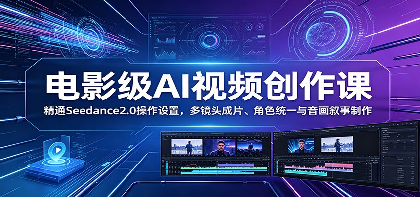 电影级AI视频创作课:精通Seedance2.0操作设置,多镜头成片、角色统一与音画叙事制作-老吴出海笔记