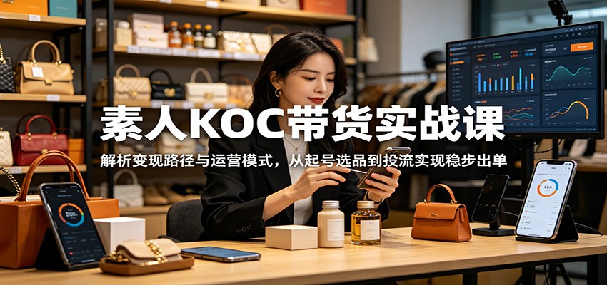 素人KOC带货实战课:解析变现路径与运营模式,从起号选品到投流实现稳步出单-老吴出海笔记