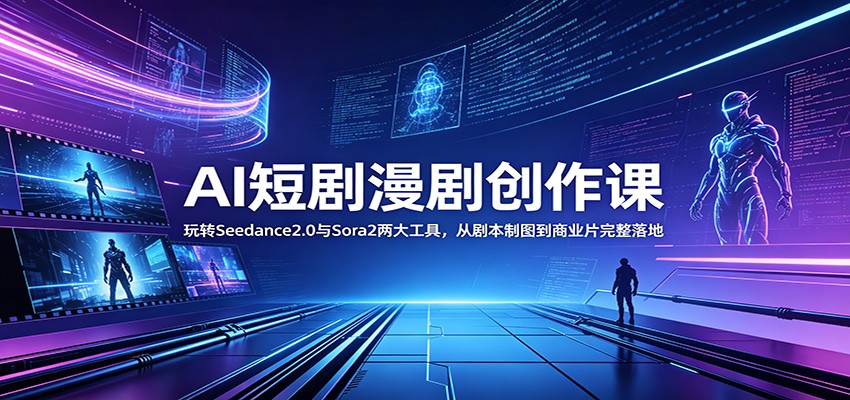 AI短剧漫剧创作课:玩转Seedance2.0与 Sora2两大工具,从剧本制图到商业片完整落地-老吴出海笔记