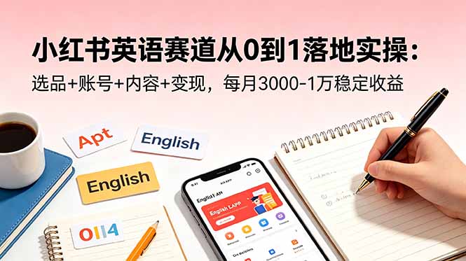 小红书英语赛道从0到1落地实操:选品+账号+内容+变现,每月3000-1万稳定收益-老吴出海笔记