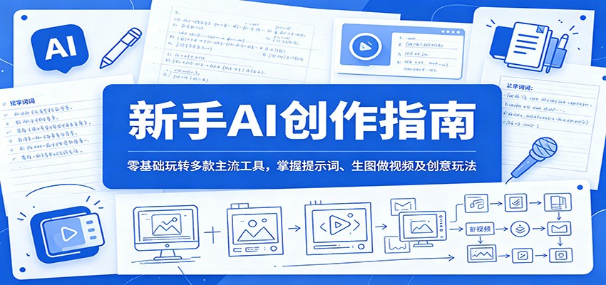 新手AI创作指南：零基础玩转多款主流工具，掌握提示词、生图做视频及创意玩法-老吴出海笔记