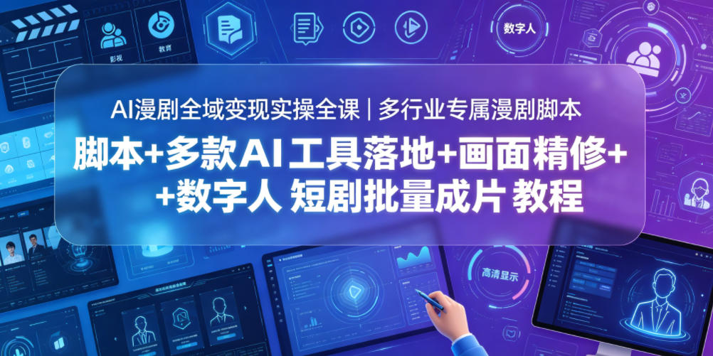 AI漫剧全域变现实操全课｜多行业专属漫剧脚本+多款AI工具落地+画面精修+数字人短剧批量成片全教程-老吴出海笔记