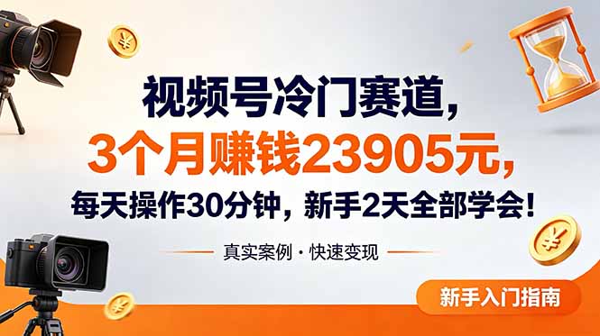 视频号冷门赛道,3个月变现23905元,新手2天学会 每天操作30分钟!-老吴出海笔记