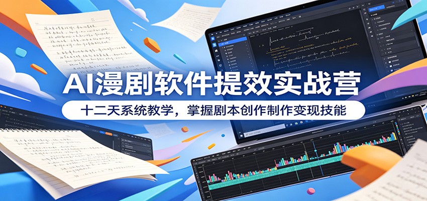 AI漫剧软件提效实战营:十二天系统教学,掌握剧本创作制作变现技能-老吴出海笔记