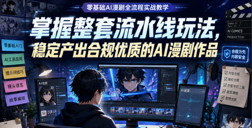 零基础AI漫剧全流程实战教学，掌握整套流水线玩法，稳定产出合规优质的AI漫剧作品-老吴出海笔记