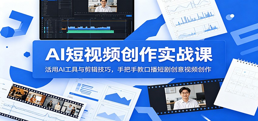 AI短视频创作实战课:活用AI工具与剪辑技巧,手把手教口播短剧创意视频创作-老吴出海笔记