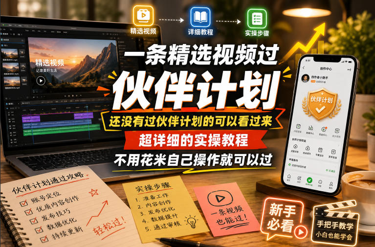 一条精选视频过伙伴计划，还没有过伙伴计划的可以看过来，超详细的实操教程，不用花米自己操作就可以过-老吴出海笔记