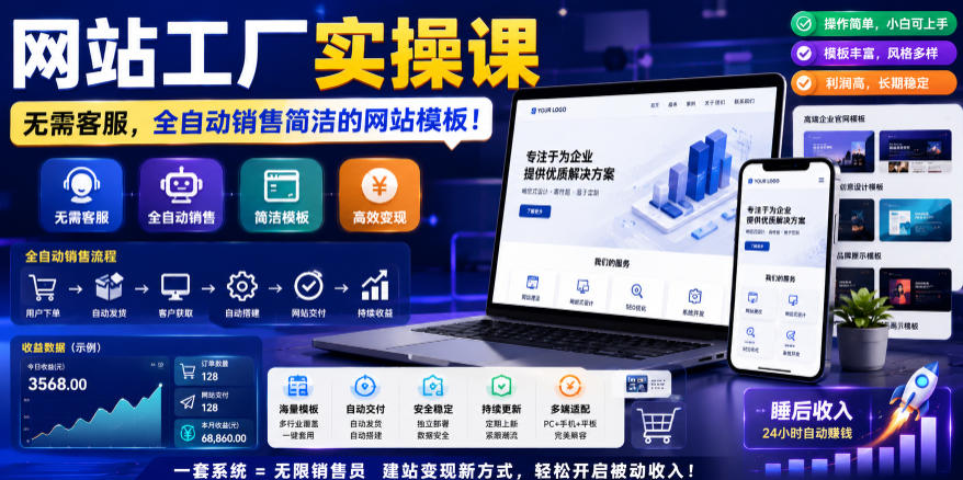 网站工厂实操课,无需客服,网站模板自动赚钱!【原创双语字幕】-老吴出海笔记