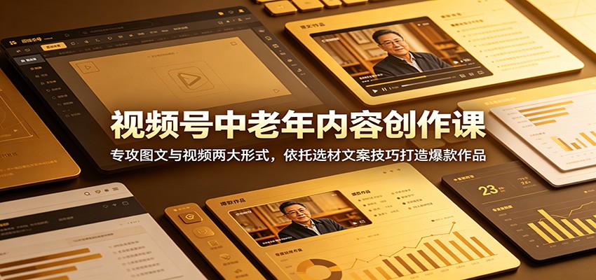视频号中老年内容创作课:专攻图文与视频两大形式,依托选材文案技巧打造爆款作品-老吴出海笔记