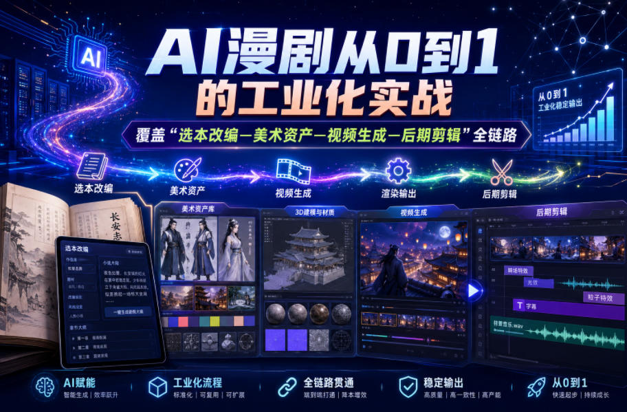 AI漫剧从0到1的工业化实战,覆盖“选本改编—美术资产—视频生成—后期剪辑”全链路(更新6月)-老吴出海笔记