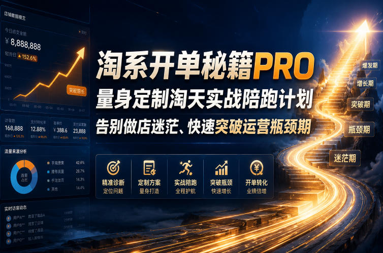淘系开单秘籍PRO,量身定制淘天实战陪跑计划,告别做店迷茫、快速突破运营瓶颈期(2026年6月11)-老吴出海笔记