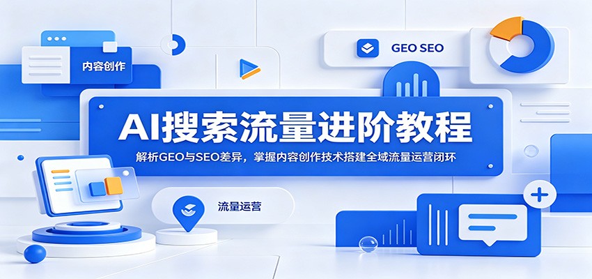 AI搜索流量进阶教程:解析GEO与SEO差异,掌握内容创作技术搭建全域流量运营闭环-老吴出海笔记