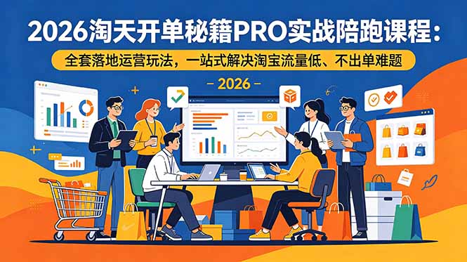2026淘天开单秘籍PRO实战陪跑课程：全套落地运营玩法，一站式解决淘宝流量低、不出单难题-老吴出海笔记