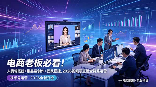 电商老板必看!人货场搭建+排品设计+素材创作+团队搭建,2026视频号直播全链路运营-老吴出海笔记