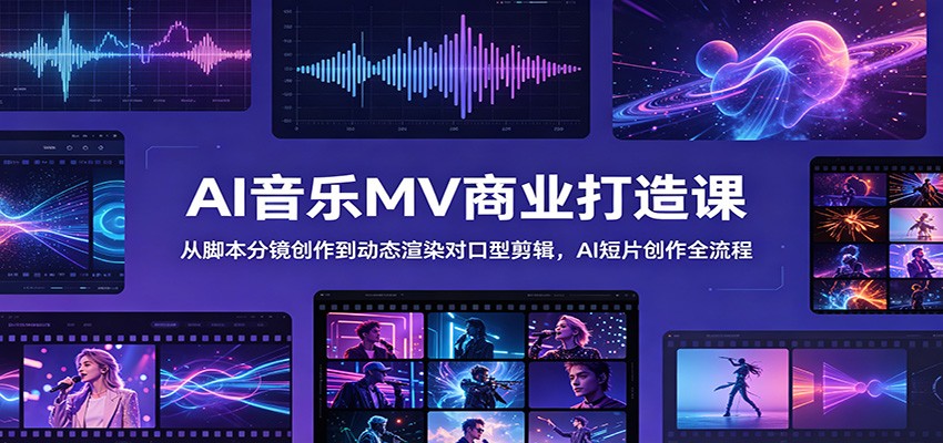 AI音乐MV商业打造课：从脚本分镜创作到动态渲染对口型剪辑，AI短片创作全流程-老吴出海笔记