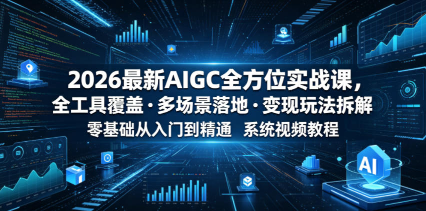 2026最新AIGC全方位实战课，全工具覆盖・多场景落地・变现玩法拆解，零基础从入门到精通系统视频教程-老吴出海笔记
