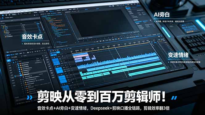 剪映从零到百万剪辑师!音效卡点+AI旁白+变速情绪,Deepseek+剪映口播全链路,剪辑效率翻3倍-老吴出海笔记