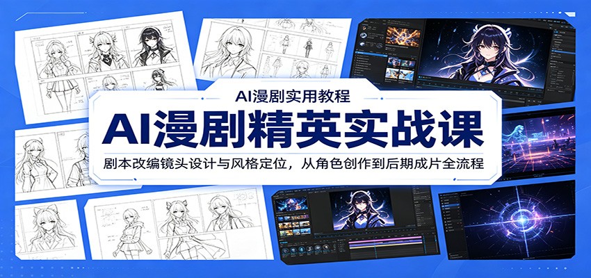AI漫剧精英实战课:剧本改编镜头设计与风格定位,从角色创作到后期成片全流程-老吴出海笔记