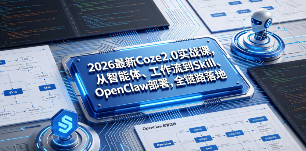 2026最新Coze2.0实战课，从智能体、工作流到Skill、OpenClaw部署，全链路落地-老吴出海笔记