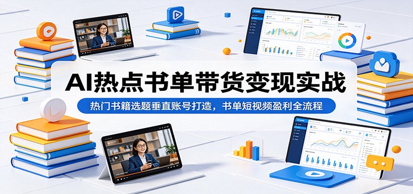 AI热点书单带货变现实战:热门书籍选题垂直账号打造,书单短视频盈利全流程-老吴出海笔记