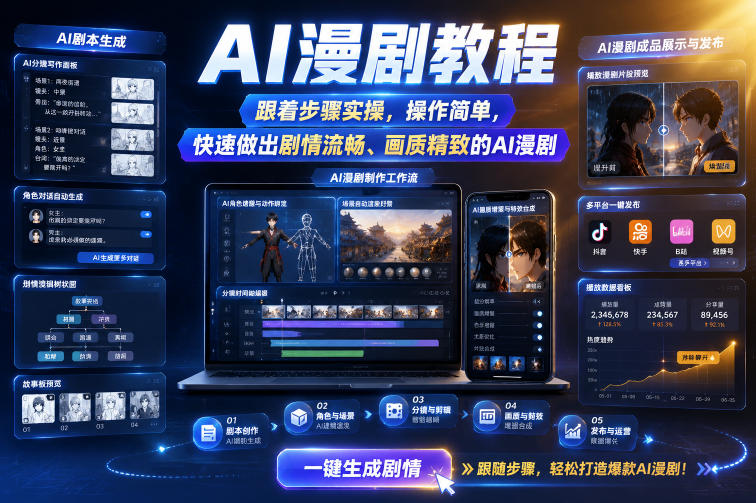 AI漫剧教程,跟着步骤实操,操作简单,快速做出剧情流畅、画质精致的AI漫剧-老吴出海笔记