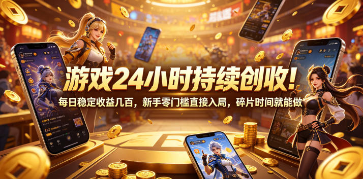 游戏24小时持续创收!每日稳定收益几百,新手零门槛直接入局,碎片时间就能做【揭秘】-老吴出海笔记