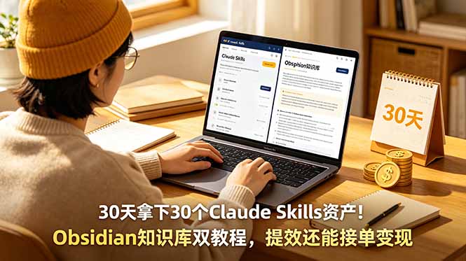 30天拿下30个Claude Skills资产！Obsidian知识库双教程，提效还能接单变现-老吴出海笔记