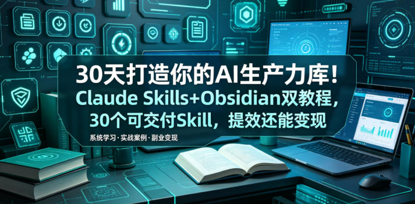 30天打造你的AI生产力库!Claude Skills+Obsidian 双教程,30 个可交付 Skill,提效还能变现-老吴出海笔记