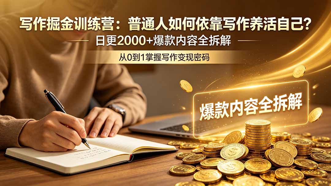 写作掘金训练营:普通人如何依靠写作养活自己?日更2000+爆款内容全拆解-老吴出海笔记