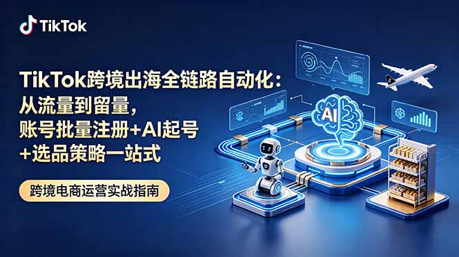 TikTok跨境出海全链路自动化:从流量到留量,账号批量注册+AI起号+选品策略一站式-老吴出海笔记