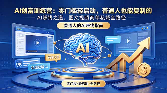 AI创富训练营:零门槛轻启动,普通人也能复制的AI赚钱之道,图文视频商单私域全路径-老吴出海笔记