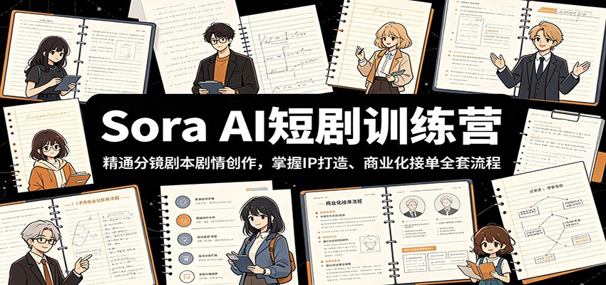 Sora AI短剧训练营:精通分镜剧本剧情创作,掌握IP打造、商业化接单全套流程-老吴出海笔记