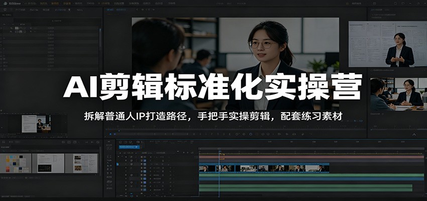 AI剪辑标准化实操营：拆解普通人IP打造路径，手把手实操剪辑，配套练习素材-老吴出海笔记