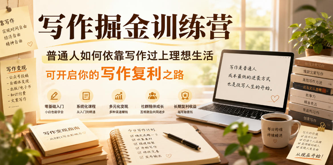 写作掘金训练营,普通人如何依靠写作过上理想生活,可开启你的写作复利之路(更新6月)-老吴出海笔记