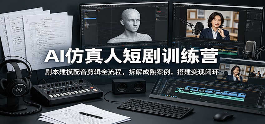 AI仿真人短剧训练营:剧本建模配音剪辑全流程,拆解成熟案例,搭建变现闭环-老吴出海笔记