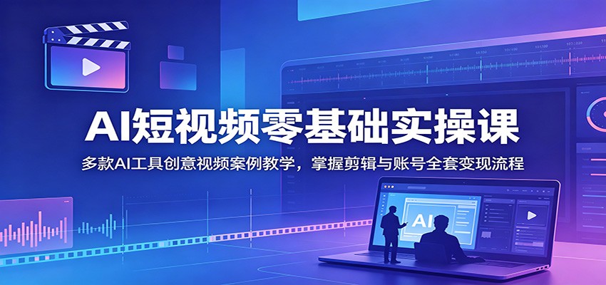 AI短视频零基础实操课:多款AI工具创意视频案例教学,掌握剪辑与账号全套变现流程-老吴出海笔记