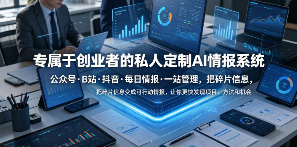 专属于创业者的私人定制AI情报系统,公众号·B站·抖音·每日情报·一站管理,把碎片信息变成可行动情报,让你更快发现项目、方法和机会-老吴出海笔记