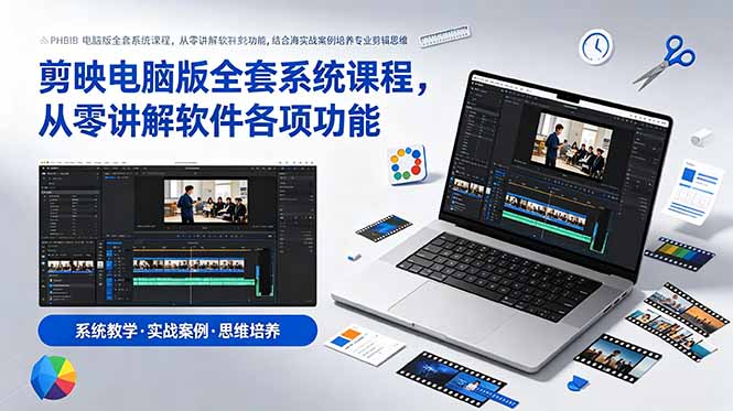 剪映电脑版全套系统课程，从零讲解软件各项功能，结合海量实战案例培养专业剪辑思维-老吴出海笔记