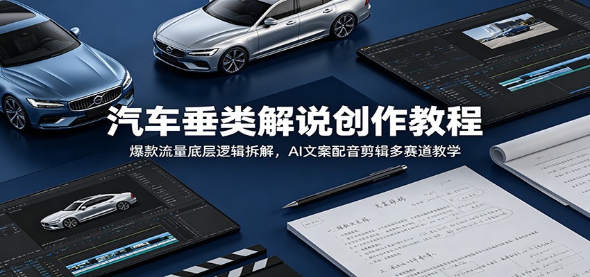 汽车垂类解说创作教程:爆款流量底层逻辑拆解,AI文案配音剪辑多赛道教学-老吴出海笔记