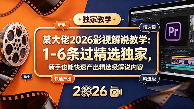 某大佬2026影视解说教学:1-6条过精选独家,新手也能快速产出精选级解说内容-老吴出海笔记