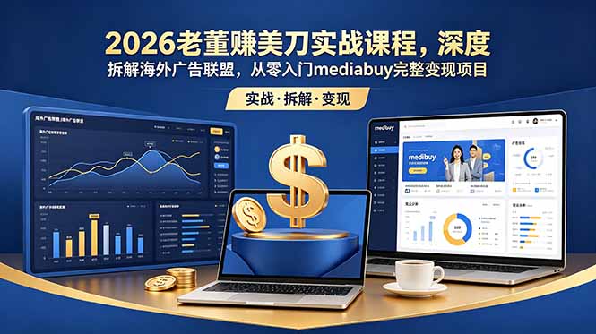 2026老董赚美刀实战课程,深度拆解海外广告联盟,从零入门mediabuy完整变现项目-老吴出海笔记