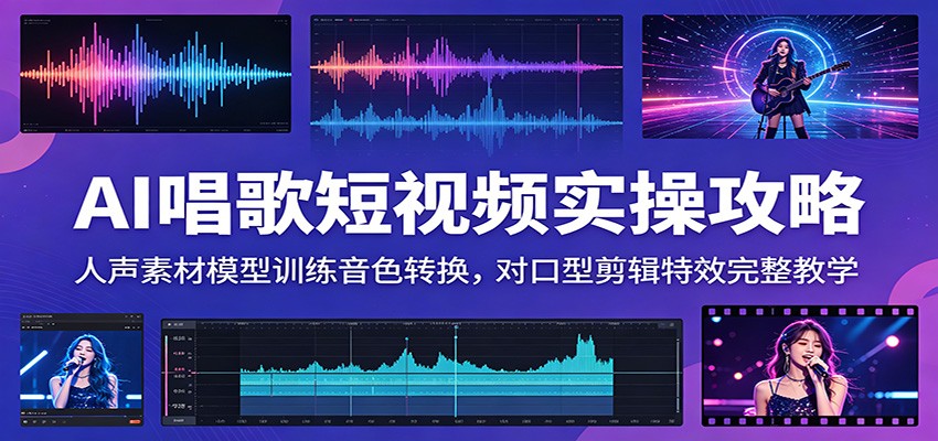 AI唱歌短视频实操攻略:人声素材模型训练音色转换,对口型剪辑特效完整教学-老吴出海笔记