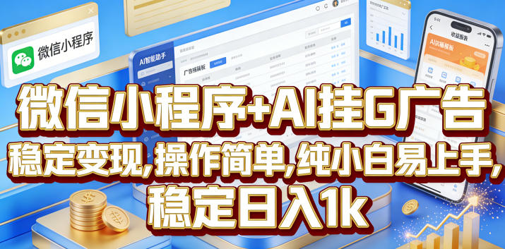 微信小程序+AI挂G广告，稳定变现，操作简单，纯小白易上手，稳定日入1k【揭秘】-老吴出海笔记