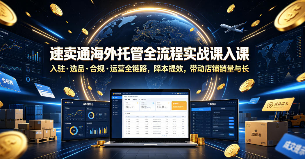 速卖通海外托管全流程实战课入驻・选品・合规・运营全链路,降本提效,带动店铺销量与收益增长-老吴出海笔记