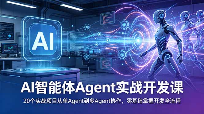 AI智能体Agent实战开发课:20个实战项目从单Agent到多Agent协作,零基础掌握开发全流程-老吴出海笔记