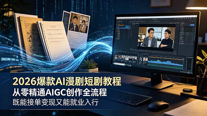 2026 爆款 AI 漫剧短剧教程 从零精通 AIGC 创作全流程 既能接单变现又能就业入行-老吴出海笔记