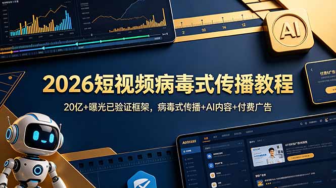2026短视频病毒式传播教程：20亿+曝光已验证框架，病毒式传播+AI内容+付费广告-老吴出海笔记